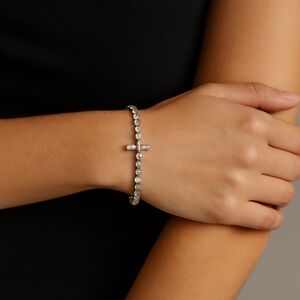 Vintage Continental Rhinestone Bracelet – Clear Crystal, Signed